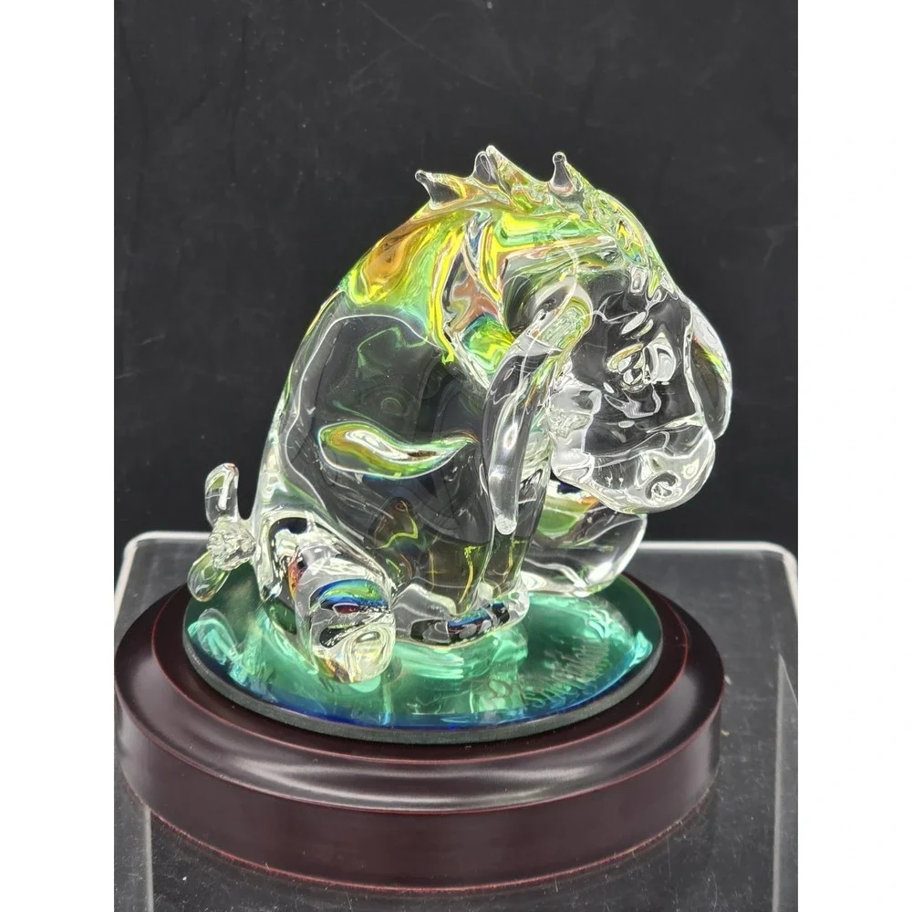 Disney's Winnie The Pooh " Eeyore" Glass Figurine Mirror Wood‎ Base 4.5" Arribas - Picture 8 of 16